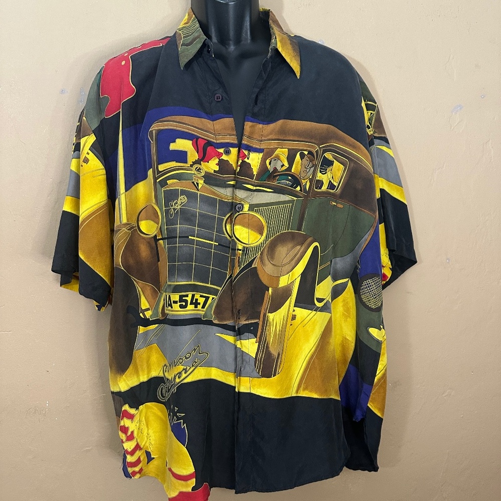 Sharper Image Pure Silk Short Sleeve Shirt Large VINTAGE gently worn
